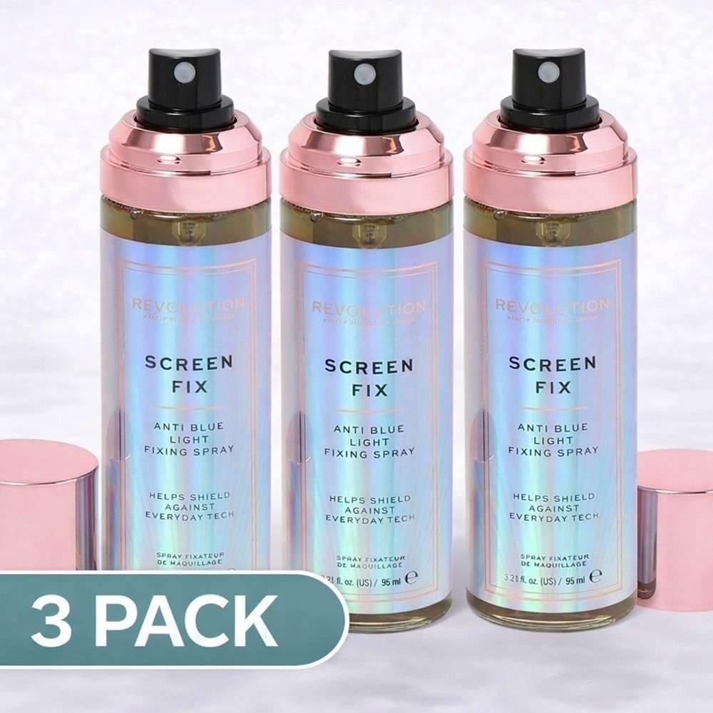 Revolution Screen Fix Anti Blue Light Fixing Spray 3-Pack 3.21 Oz Matte Clear